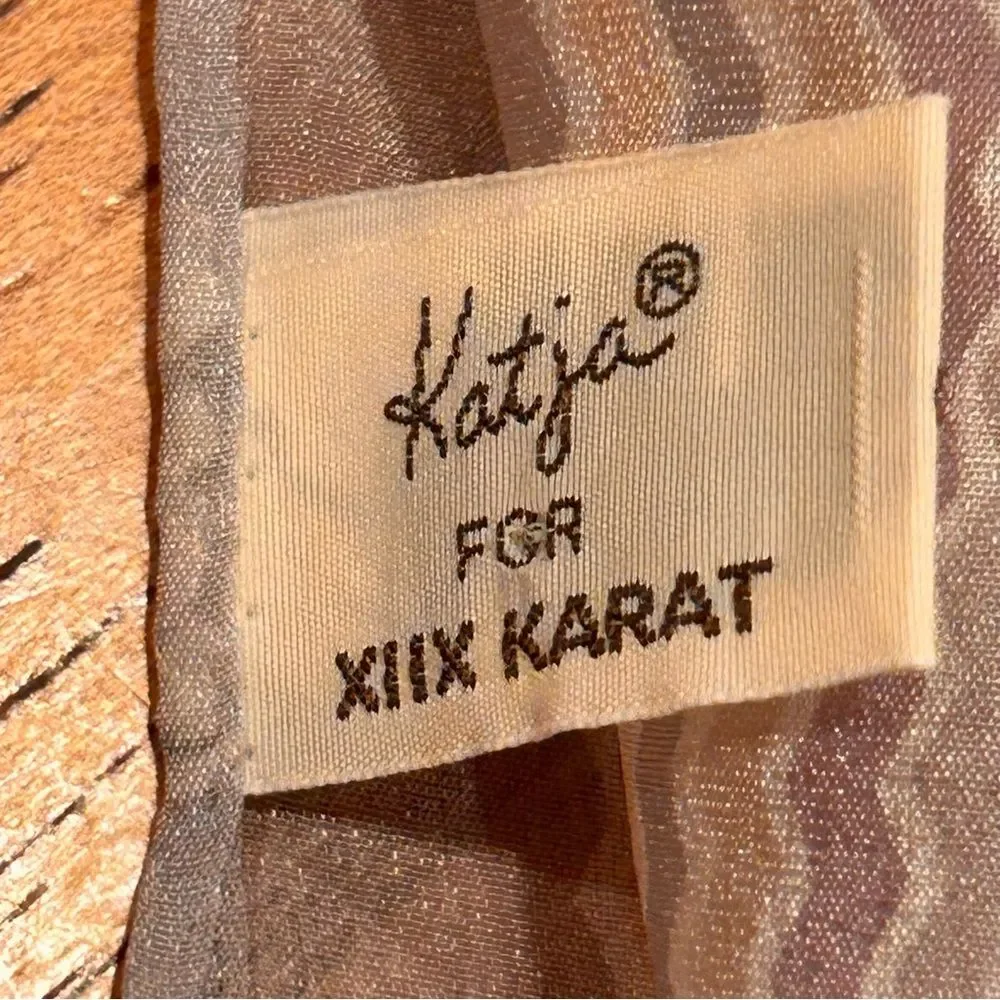 Vintage Katja Silk Blend Gray Print Scarf